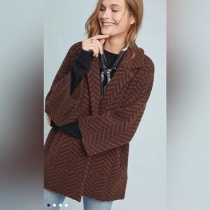 Anthropologie Moth Paloma Sweater Jacket Herringbone Cardigan Coat size XS